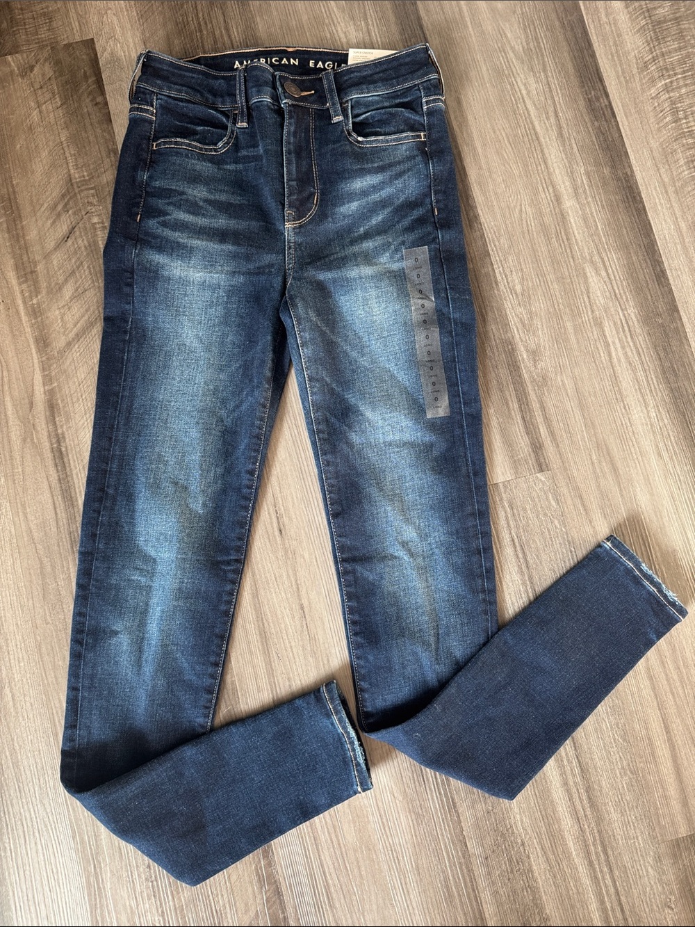 NEW American Eagle 0 long jeans stretch high rise jegging women’s blue denim